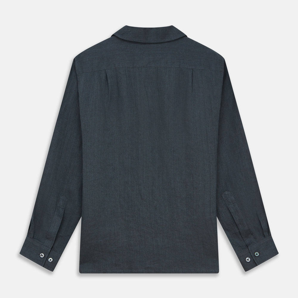 Grey Cotton and Linen Blend Holiday Fit Winnington Shirt