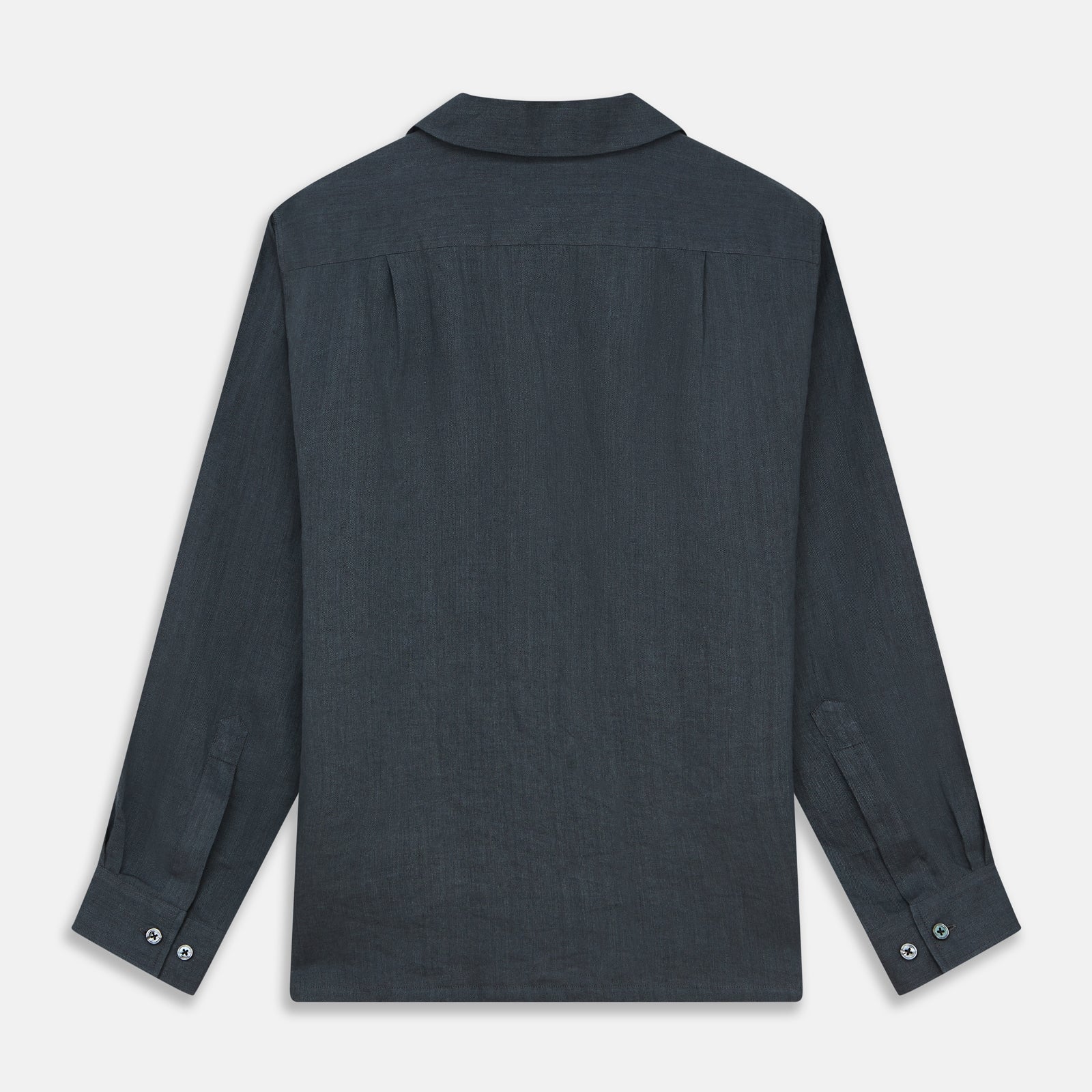 View 5 of product Grey Cotton and Linen Blend Holiday Fit Winnington Shirt