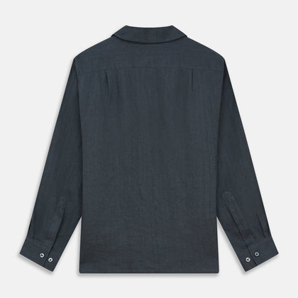 Grey Cotton and Linen Blend Holiday Fit Winnington Shirt Image 4