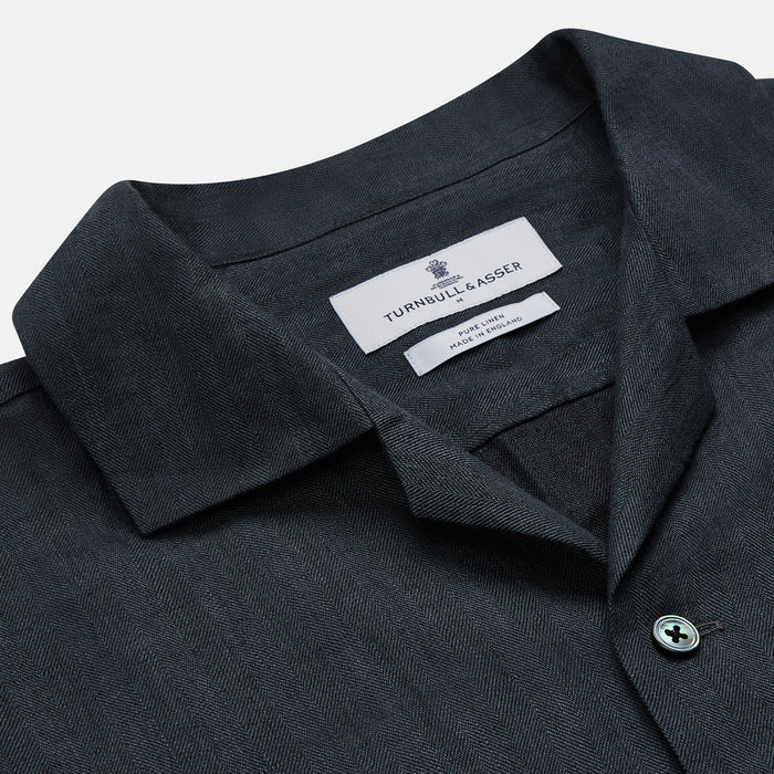 Grey Cotton and Linen Blend Holiday Fit Winnington Shirt Image 3