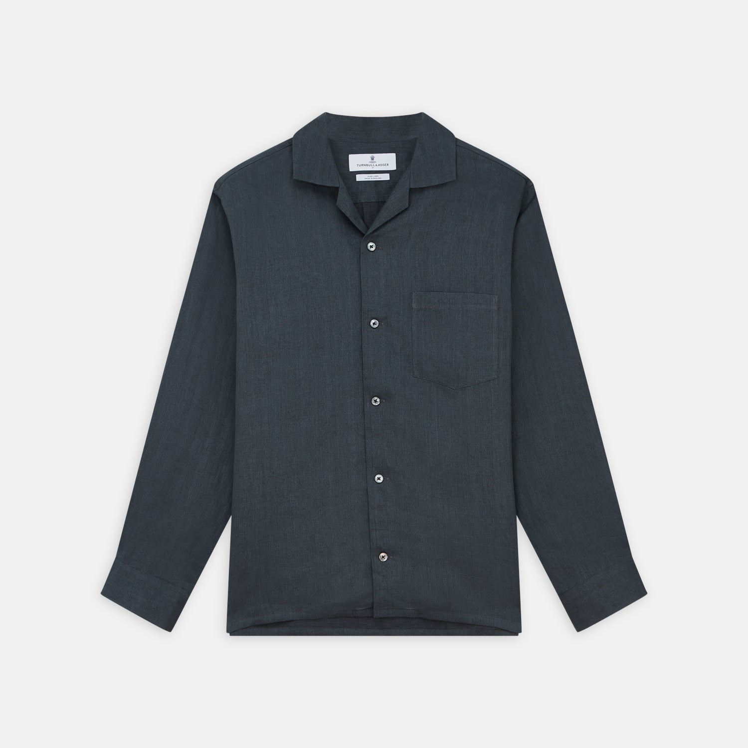 View 1 of product Grey Cotton and Linen Blend Holiday Fit Winnington Shirt