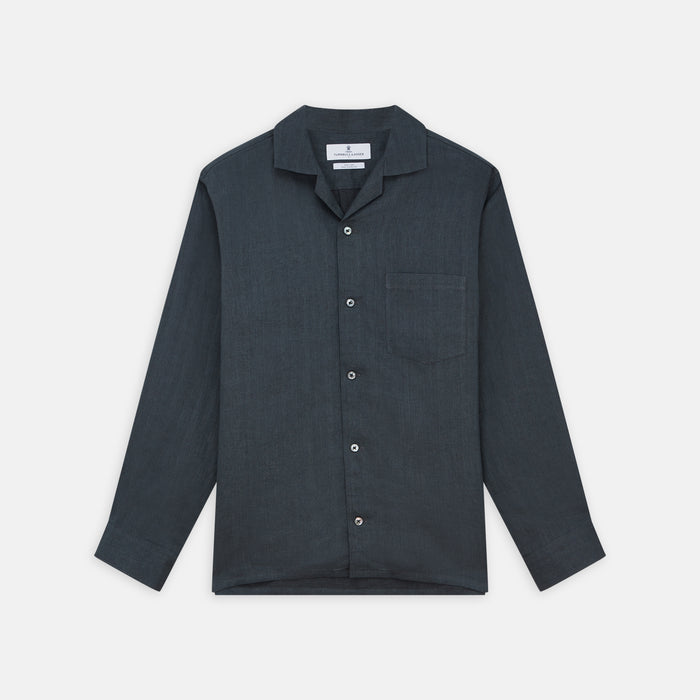 Grey Cotton and Linen Blend Holiday Fit Winnington Shirt