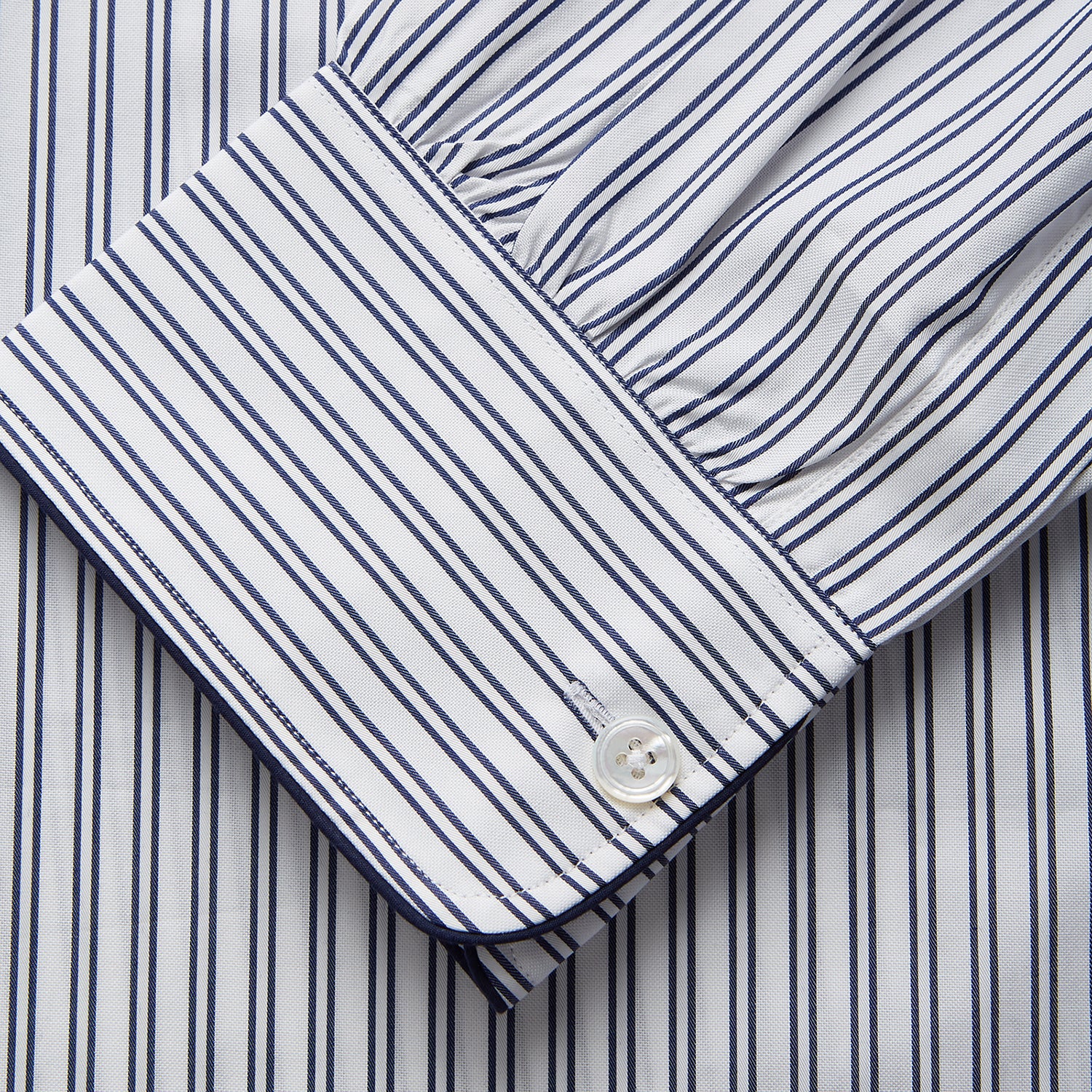 View 3 of product White and Navy Striped Cotton Sussex Nightshirt