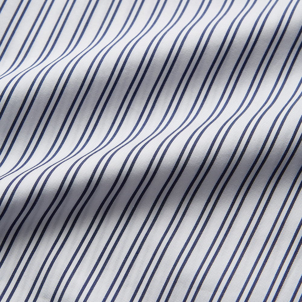 White and Navy Striped Cotton Sussex Nightshirt