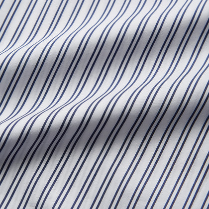 White and Navy Striped Cotton Sussex Nightshirt Image 3