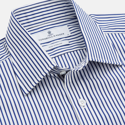 Navy Stripe Cotton Regular Fit Whitby Shirt Image 1