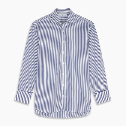 Navy Stripe Cotton Regular Fit Whitby Shirt Image 5