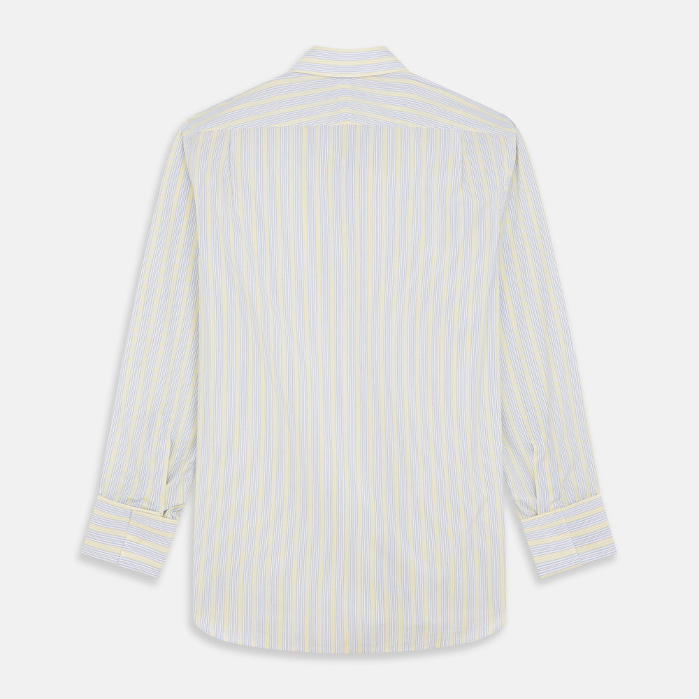 Yellow and Pale Blue Multi Stripe Cotton Regular Fit Whitby Shirt