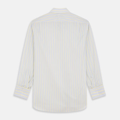 Yellow and Pale Blue Multi Stripe Cotton Regular Fit Whitby Shirt Image 4