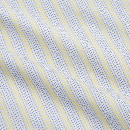Yellow and Pale Blue Multi Stripe Cotton Regular Fit Whitby Shirt Image 3