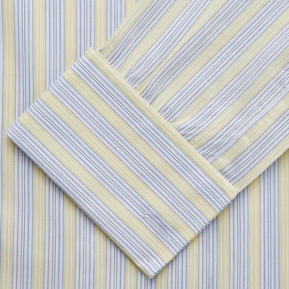 Yellow and Pale Blue Multi Stripe Cotton Regular Fit Whitby Shirt Image 2