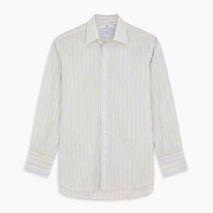 Yellow and Pale Blue Multi Stripe Cotton Regular Fit Whitby Shirt Image 5