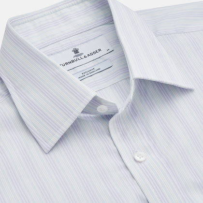 Purple and Mint Multi Stripe Cotton Regular Fit Whitby Shirt Image 1