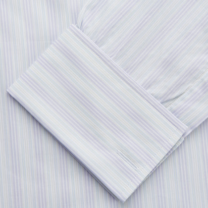 Purple and Mint Multi Stripe Cotton Regular Fit Whitby Shirt Image 2
