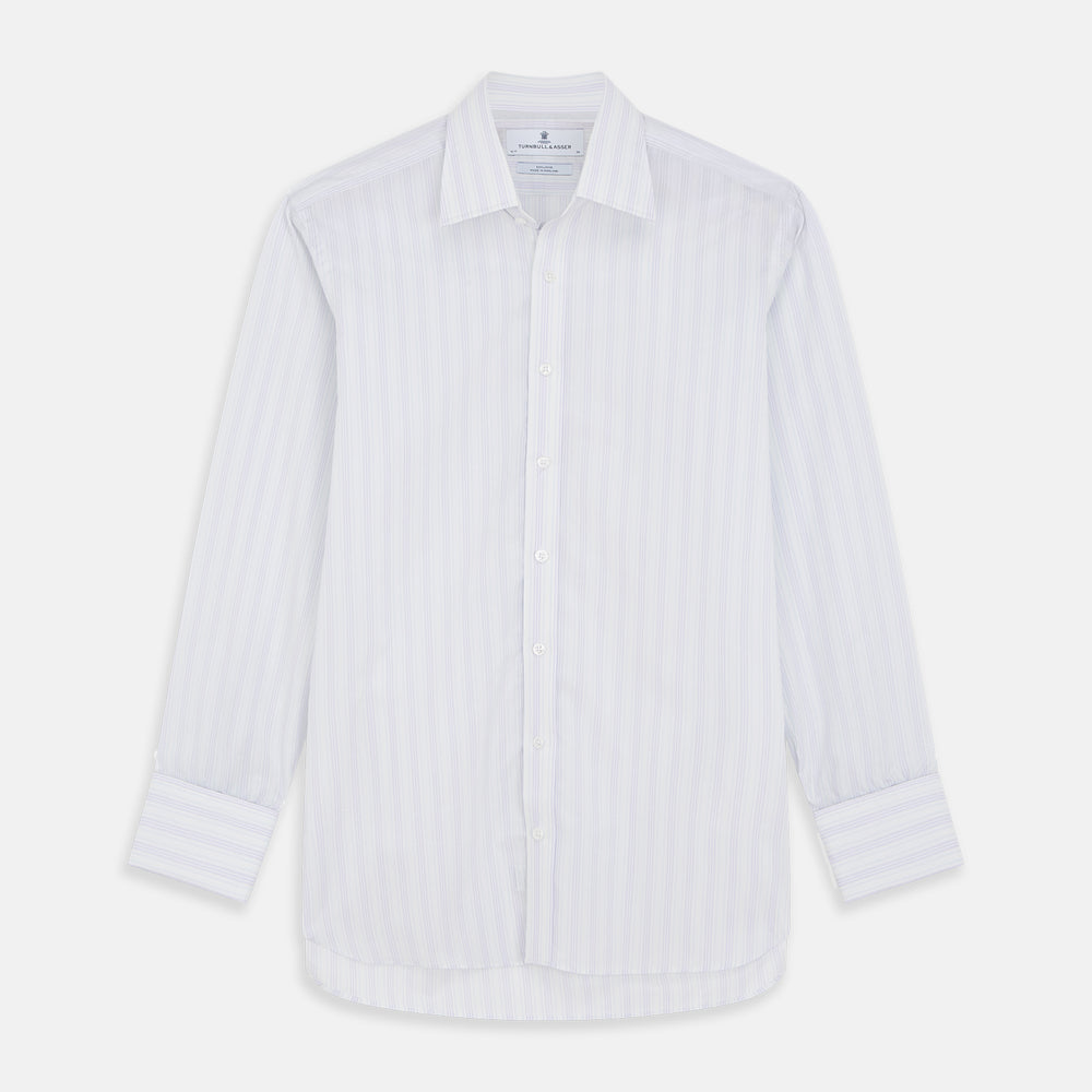 Purple and Mint Multi Stripe Cotton Regular Fit Whitby Shirt