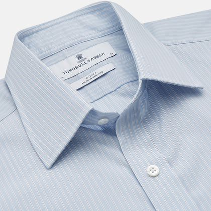 Pale Blue Stripe West Indian Sea Island Cotton Regular Fit Mayfair Shirt Image 2