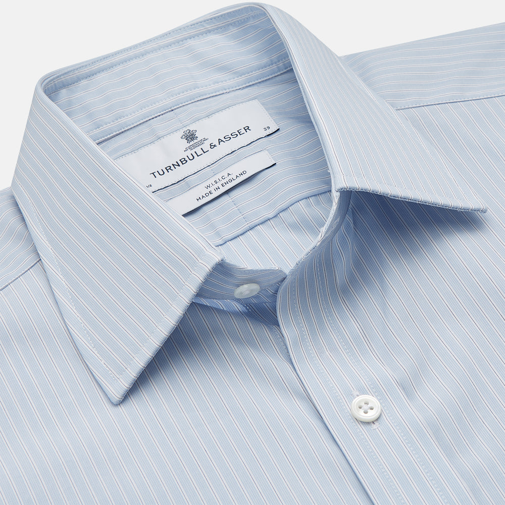 Pale Blue Stripe West Indian Sea Island Cotton Regular Fit Mayfair Shirt