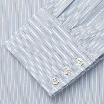 Pale Blue Stripe West Indian Sea Island Cotton Regular Fit Mayfair Shirt Image 3