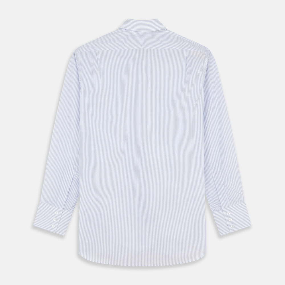 Pale Blue and White Multi-stripe Cotton Regular Fit Mayfair Shirt