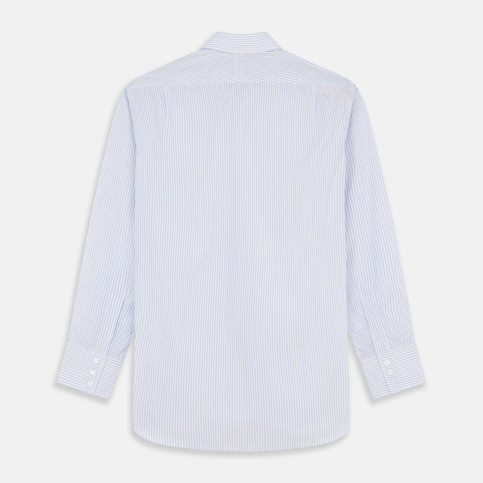 View 5 of product Pale Blue and White Multi-stripe Cotton Regular Fit Mayfair Shirt