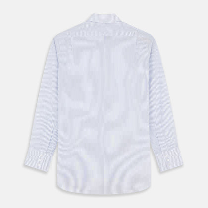 Pale Blue and White Multi-stripe Cotton Regular Fit Mayfair Shirt Image 4