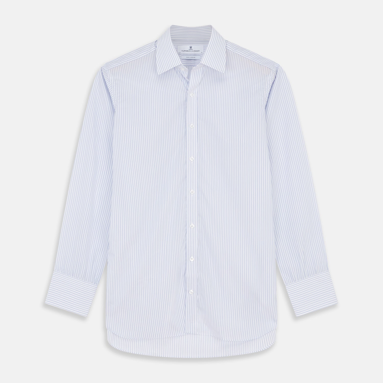 View 1 of product Pale Blue and White Multi-stripe Cotton Regular Fit Mayfair Shirt