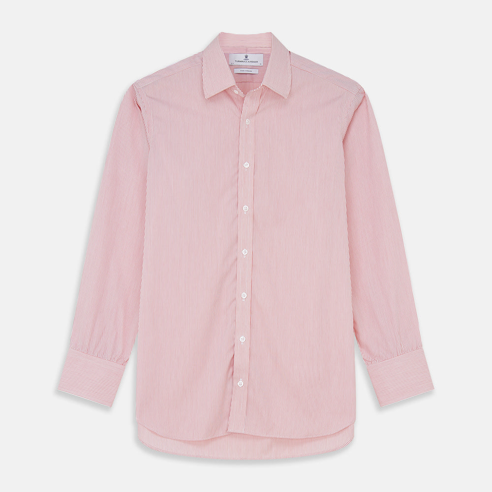 Pink and White Stripe Cotton Regular Fit Mayfair Shirt