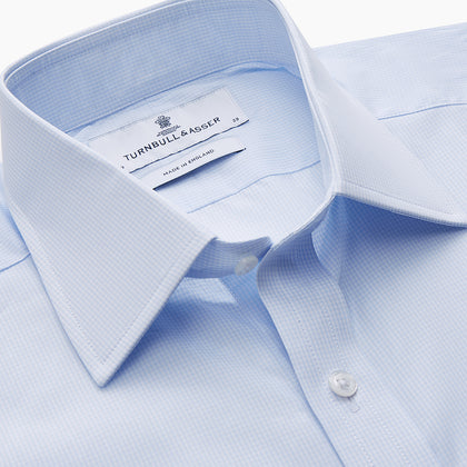 Light Blue Multi-Check Cotton Regular Fit Mayfair Shirt Image 2