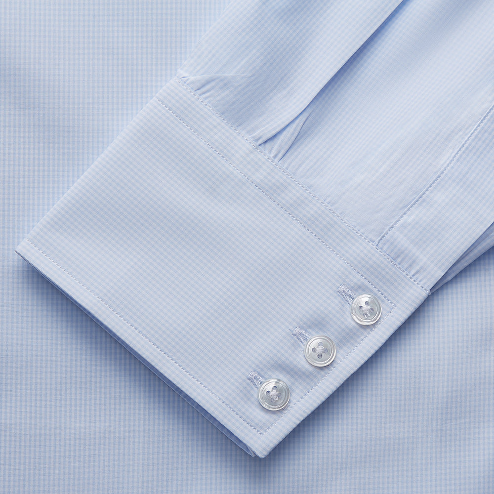 Light Blue Multi-Check Cotton Regular Fit Mayfair Shirt