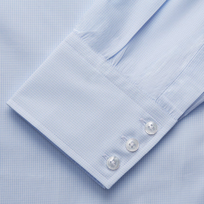 Light Blue Multi-Check Cotton Regular Fit Mayfair Shirt Image 3