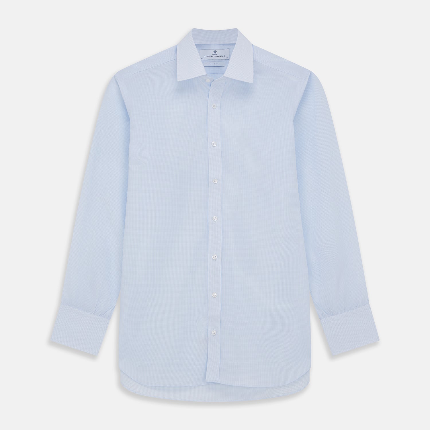Light Blue Check Cotton Regular Fit Mayfair Shirt | Turnbull & Asser