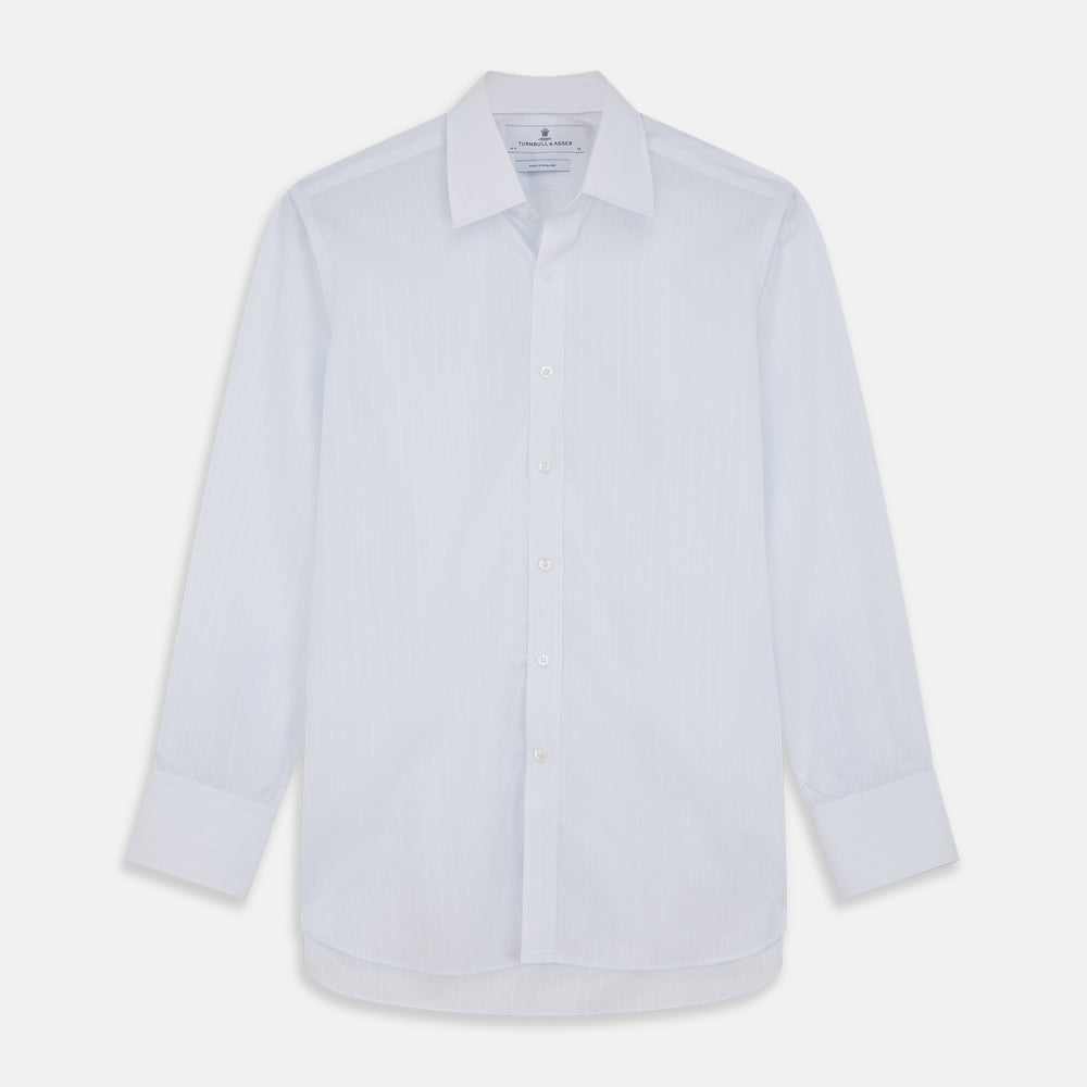 Cloudy Blue Stripe Cotton Regular Fit Mayfair Shirt