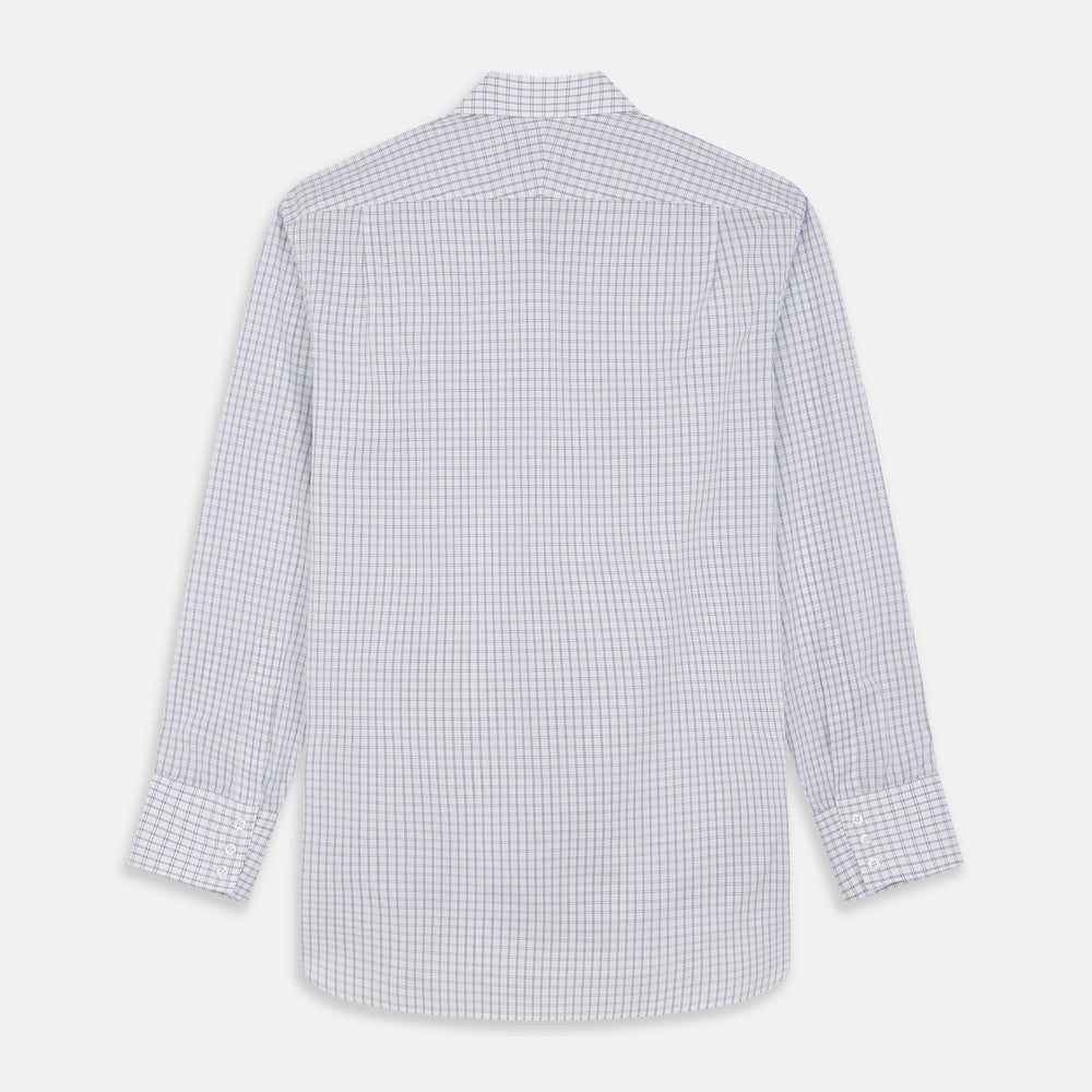 White and Blue Check Cotton Regular Fit Mayfair Shirt