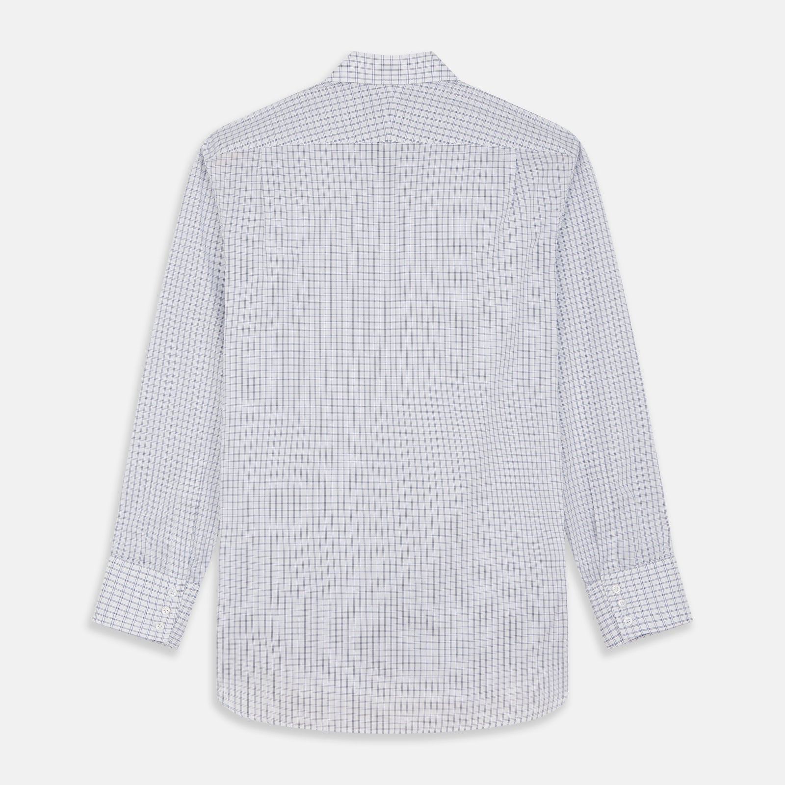 View 5 of product White and Blue Check Cotton Regular Fit Mayfair Shirt