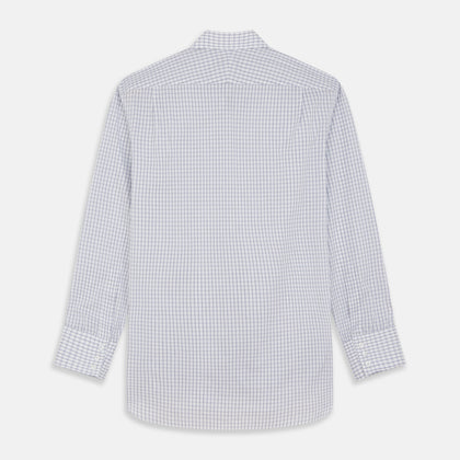 White and Blue Check Cotton Regular Fit Mayfair Shirt Image 4