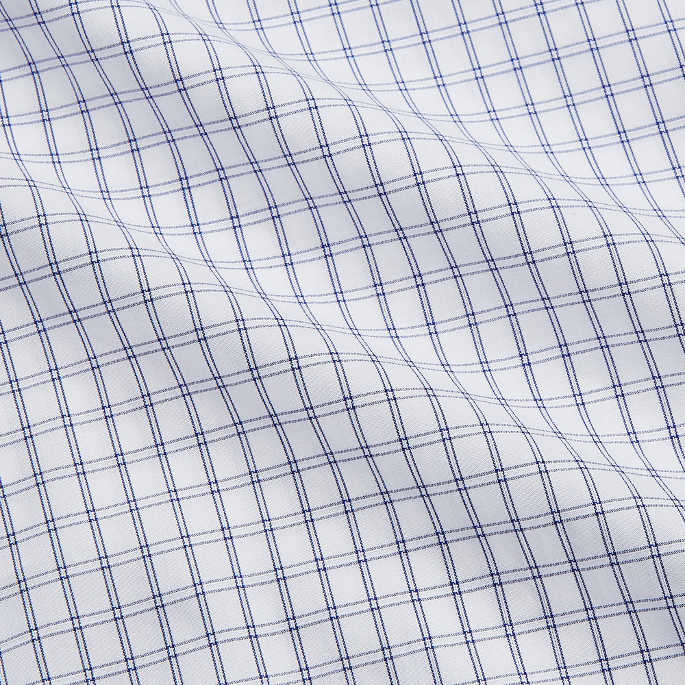 White and Blue Check Cotton Regular Fit Mayfair Shirt