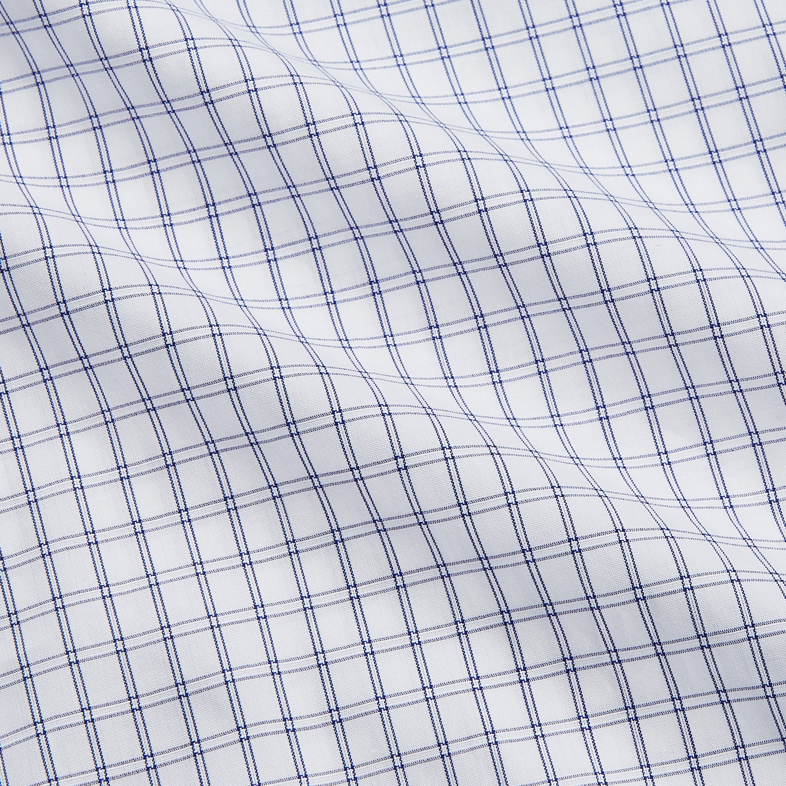 View 4 of product White and Blue Check Cotton Regular Fit Mayfair Shirt