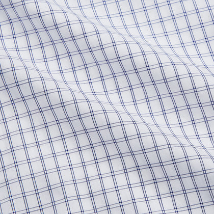 White and Blue Check Cotton Regular Fit Mayfair Shirt Image 3