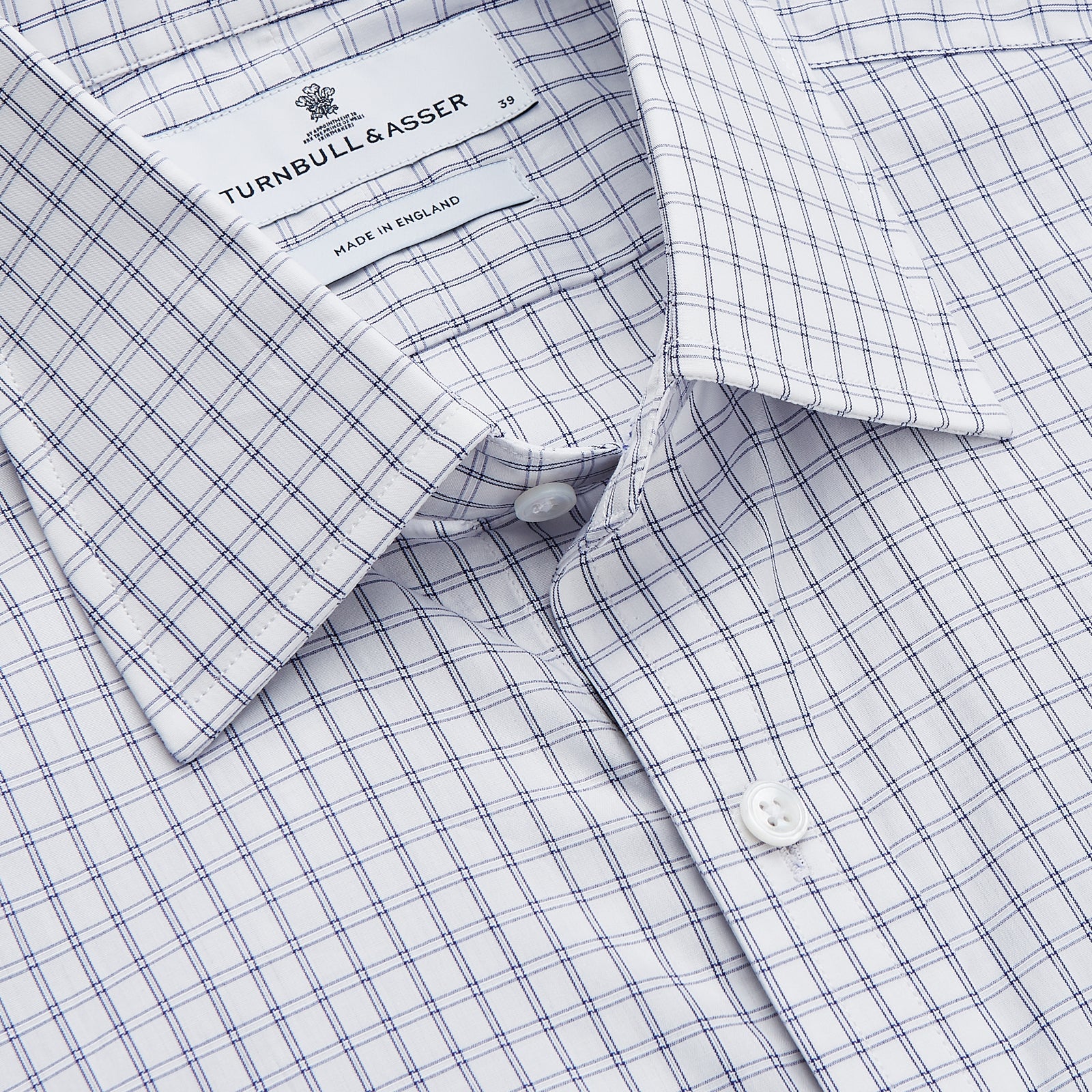 View 2 of product White and Blue Check Cotton Regular Fit Mayfair Shirt