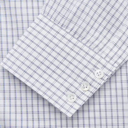 White and Blue Check Cotton Regular Fit Mayfair Shirt Image 2