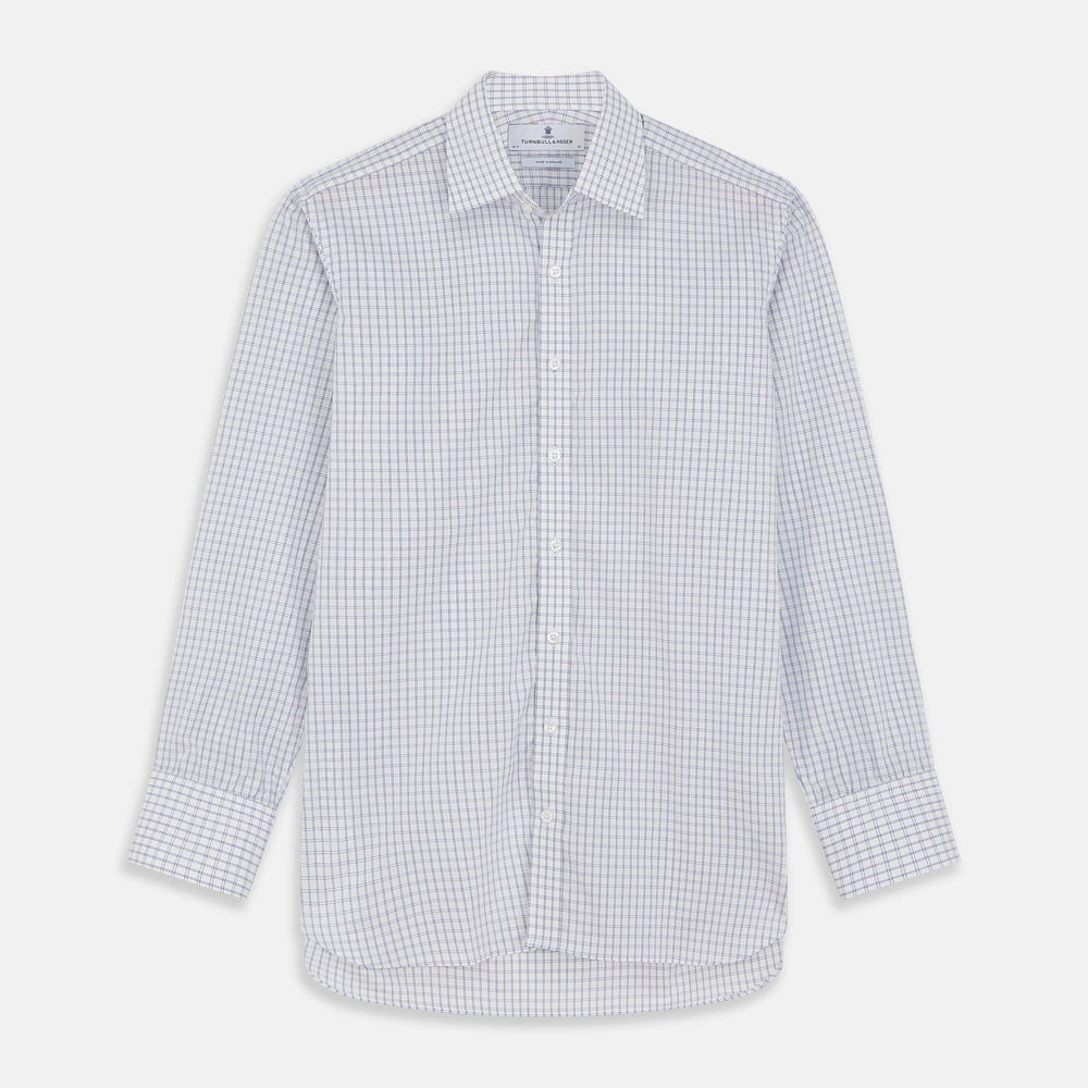 White and Blue Check Cotton Regular Fit Mayfair Shirt