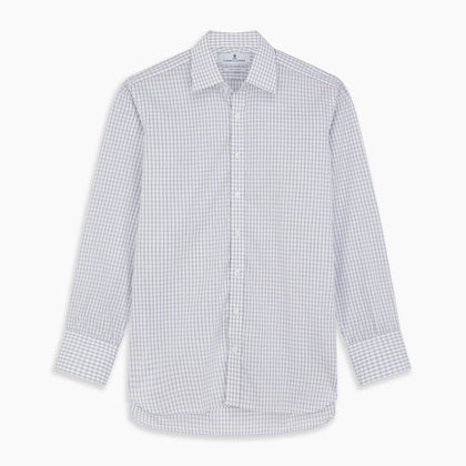 White and Blue Check Cotton Regular Fit Mayfair Shirt Image 5