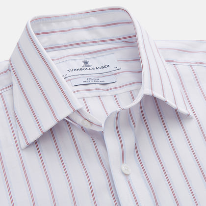 Red and Blue Multi-stripe Cotton Regular Fit Mayfair Shirt Image 3
