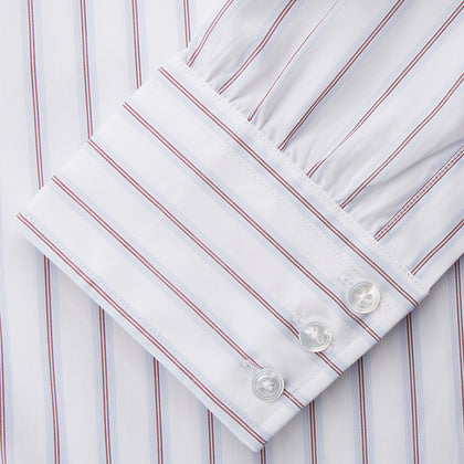 Red and Blue Multi-stripe Cotton Regular Fit Mayfair Shirt Image 4
