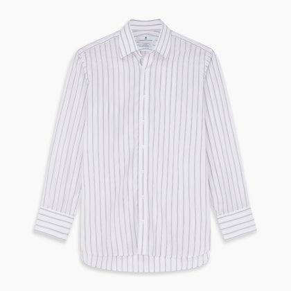 Red and Blue Multi-stripe Cotton Regular Fit Mayfair Shirt Image 7