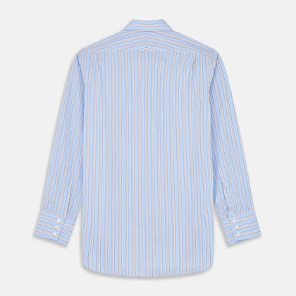 Pale Blue Multi-stripe Cotton Regular Fit Mayfair Shirt Image 4