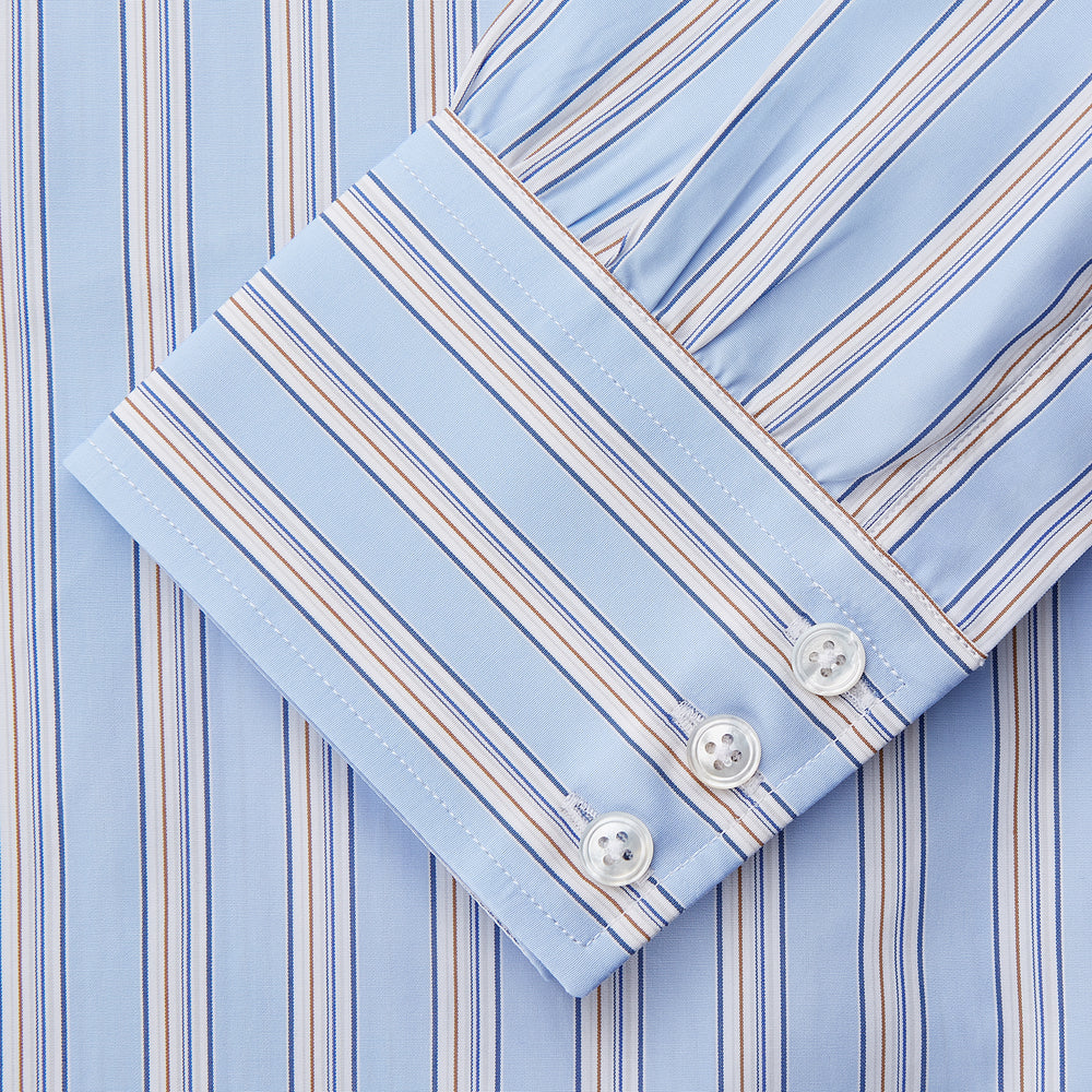 Pale Blue Multi-stripe Cotton Regular Fit Mayfair Shirt