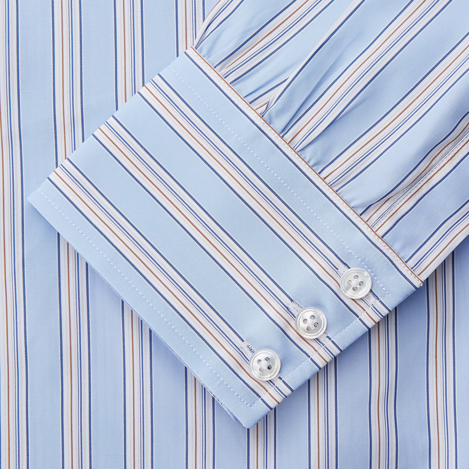 View 3 of product Pale Blue Multi-stripe Cotton Regular Fit Mayfair Shirt