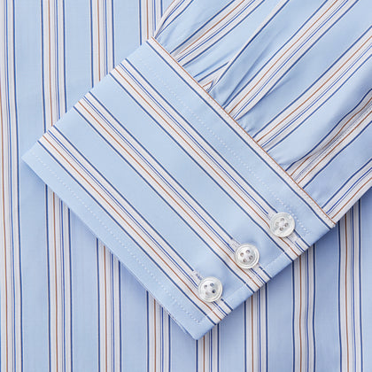 Pale Blue Multi-stripe Cotton Regular Fit Mayfair Shirt Image 2