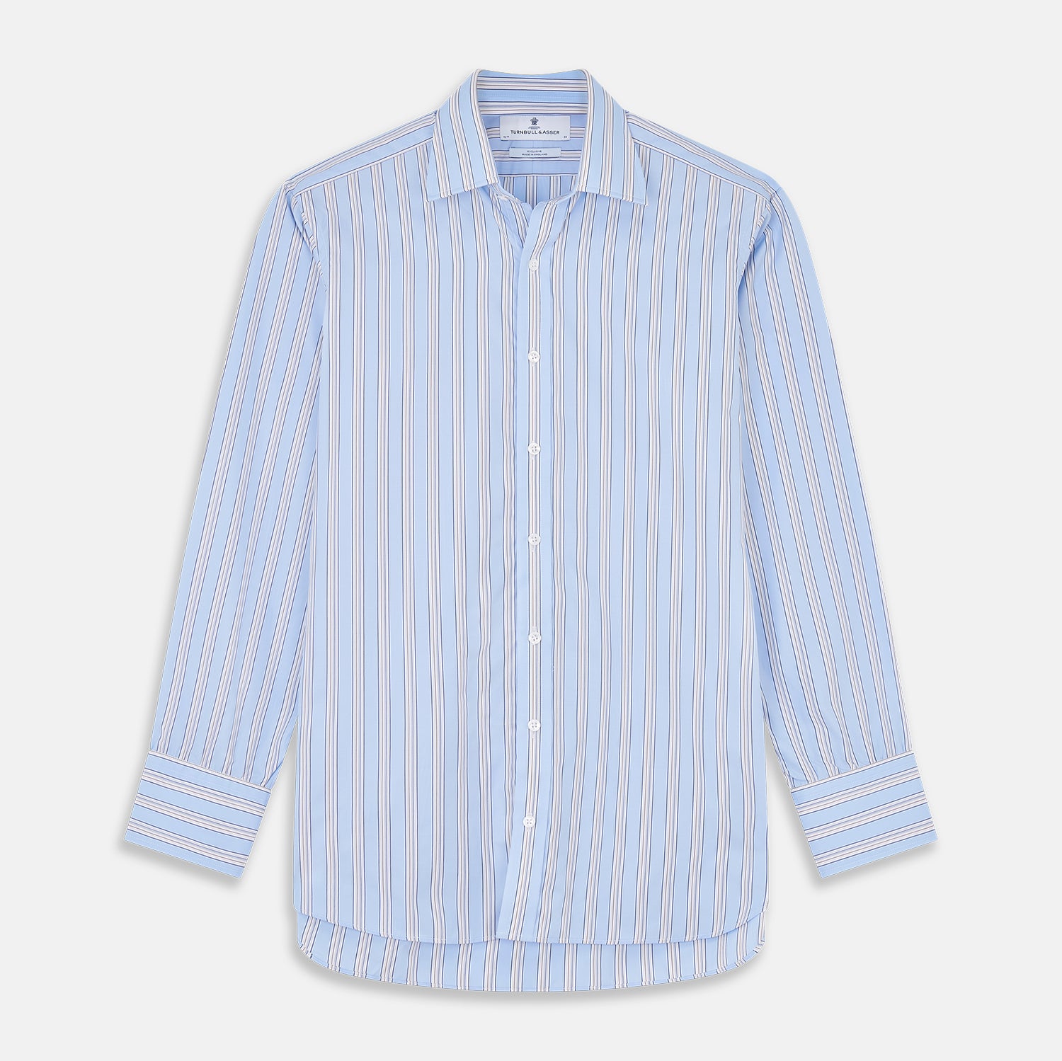 View 1 of product Pale Blue Multi-stripe Cotton Regular Fit Mayfair Shirt